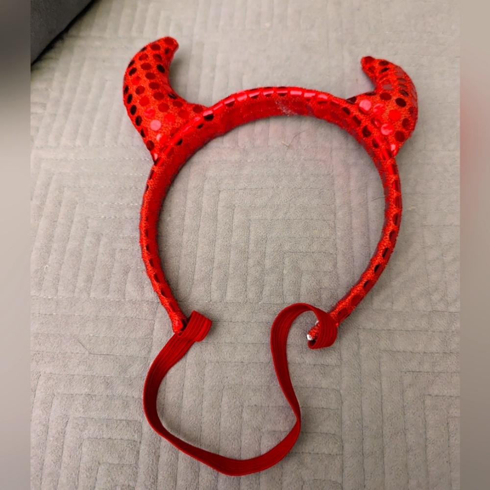 2 Doggie Headbands Devil and Angel